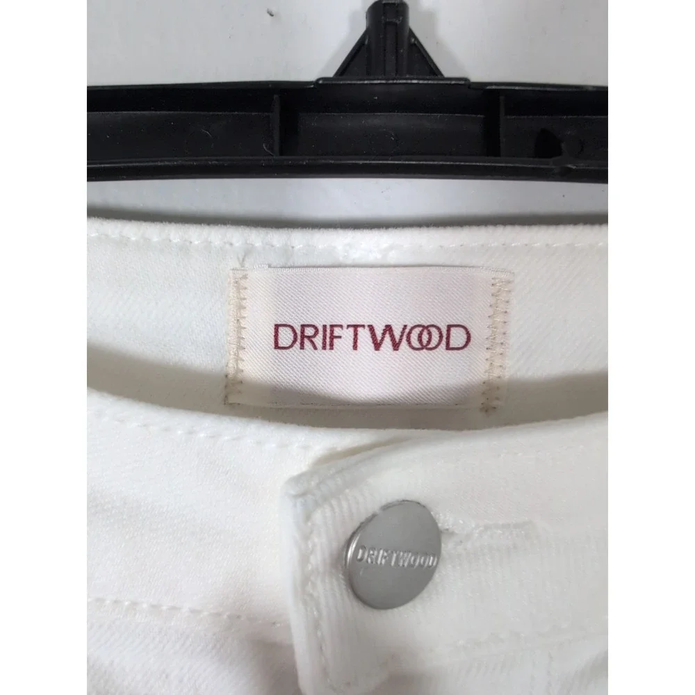 Driftwood White Jeans Womens 34 Crop Embroidered Floral High Rise Stretch Denim - Picture 6 of 12